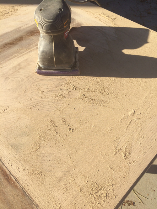 sanding down wood veneer